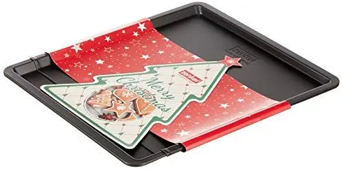 Produktbild: Zenker ausziehbares Plätzchenblech Sparkling Christmas, verstellbares Ofenblech, rechteckiges Backblech mit Antihaftbeschichtung, hochwertiges Küchenblech für selbstgemachte Plätzchen (Farbe: Schwarz)