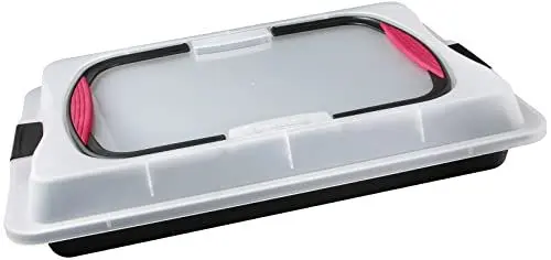 Produktbild: Zenker 7903 'Special to go' Blechkuchen-Container – Backblech mit Deckel und Softgriffen, Antihaft, 42,5x29,5 cm, Schwarz