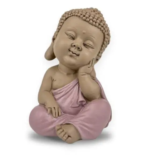 Produktbild: Zen'Light Statue Buddha in Reflexion - Baby Buddha Iconic -Friedliche und heitere Stimmung - Zen Dekoration - Einzigartige Geschenkidee Jede Gelegenheit - H 12,5 cm, Rosa & Braun