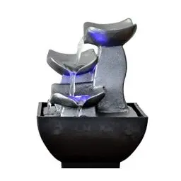 Produktbild: Zen'Light - Zimmerbrunnen Boro Wasserfall Zen relaxend mit farbigem LED-Licht- Dekoration Wohnzimmer, Schlafzimmer, Büro - Meditation und Entspannung - Tischbrunnen Geschlossener Kreislauf - H 18cm