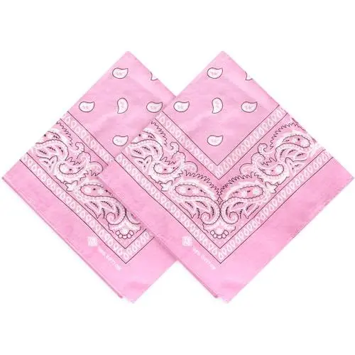 Produktbild: ZENO Rosa Bandana – 100% Baumwolle & Natürliche Fasern – Rosa Halstuch Ohne Polyester – Hochwertig, Weich, Langlebig & Waschmaschinenfest – Bandana Herren & Damen – Unisex & Kinder - 2 Pack
