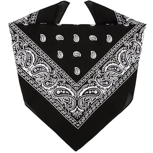 Produktbild: ZENO Schwarz Bandana – 100% Baumwolle & Natürliche Fasern – Schwarz Halstuch Ohne Polyester – Hochwertig, Weich, Langlebig & Waschmaschinenfest – Bandana Herren & Damen – Unisex & Kinder