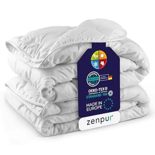 Produktbild: ZenPur Premium Bettdecke 200x200cm 4 Jahreszeiten, Ganzjahresdecke Steppdecke 200x200 - Warm im Winter & Kühl im Sommer, 2 kombinierbare Bettdecke Decke 200x200