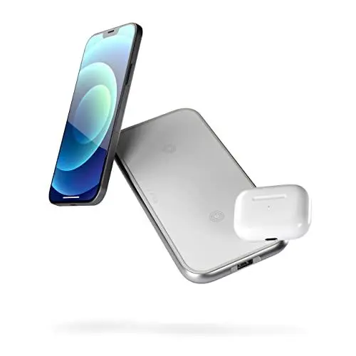 Produktbild: ZENS Qi zertifizierter Dual Aluminium Wireless Charger Weiß (Fast Wireless Charging mit bis zu 10 Watt, USB-A Anschluss, 30W USB-C Netzteil inklusive, Kompatibel mit Allen Qi-fähigen Geräten)
