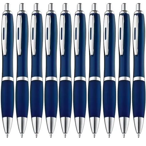 Produktbild: ZENSCRIBE® Ergonomische Kugelschreiber 10 Stück, Premium Kugelschreiber Set Hochwertig, Rutschfester Kulli für einfaches & weiches Schreiben, Blauschreibender Kugelschreiber Blau