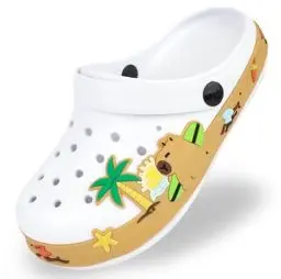 Produktbild: ZEPYFXIT Unisex Kinder Clogs Badelatschen Badesandalen Badeschuhe Gartenschuhe Pantoletten Mädchen Jungen Badeschlappen rutschfeste Atmungsaktive Strand Sandalen Weiß