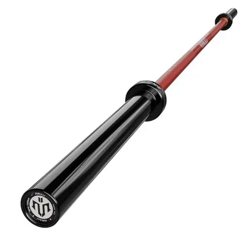 Produktbild: ZERELEK Olympia Langhantelstange 220cm, Langhantel 50mm mit Nadellagern, Hantelstange Lang Für Profi Powerlifting, Hantelstange bis 680kg Belastbar, Barbell Rot…