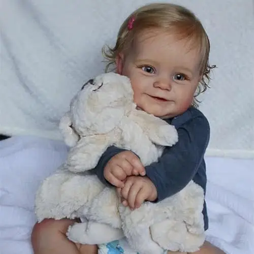 Produktbild: Zero pam 24 Zoll Lächelndes Reborn Puppe Mädchen Realistisch Silikon Baby Puppe Llebensechtes Mädchen Mit Blondem Haar Babypuppen Spielzeug Sichtbare Venen Auf Der Haut