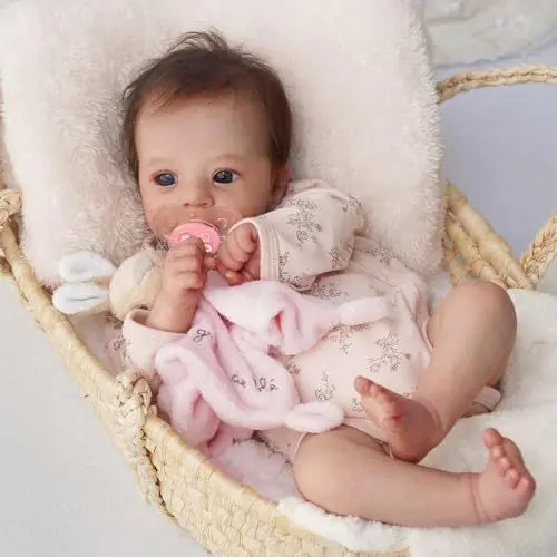 Produktbild: Zero pam Reborn Baby Mädchen- 48 cm Reborn Puppen Lebensecht Blaue Augen Babypuppe Wie Echtes Silikon Baby Puppe Mit Haaren Echte Babypuppe