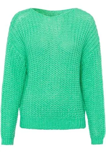 Produktbild: zero Damen Grobstrickpullover mit U-Boot Ausschnitt Bright Green Melange,L