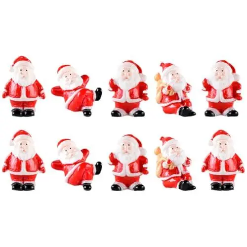 Produktbild: Zerodeko 10 Stück Mini-Weihnachtsmann-Figuren Miniatur-Weihnachtsfiguren Weihnachtsmann-Figuren Aus Harz Weihnachts-Weihnachtsmann-Dekorationen Für Weihnachtsparty-Zubehör Zufälliger Stil