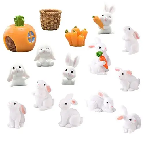Produktbild: Zerodeko 15St Mikrolandschaftsdekoration Mini-Hasenfiguren Kaninchen-Sammelfiguren Animal Figures Cute Decor Modelle Ornament Pflanzenverzierung kreative Hasenverzierung