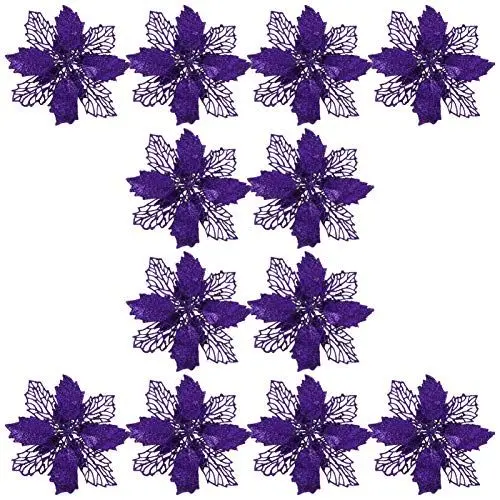 Produktbild: Zerodeko 1 Satz 12st Hohle Weihnachtsblume Rote Girlande Silberne Kunstblumen Weihnachtsstern Dekorationen Künstliche Weihnachtsblumen Weihnachtsbaum Sport Gefälschte Dekorative Blumen