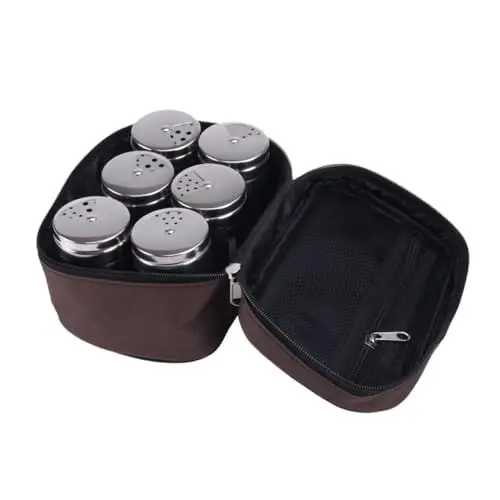 Produktbild: Zerodeko 1 Set Tragbarer Gewürzstreuer Gewürzgläser Aus Edelstahl Mit Deckel Gewürzspenderflasche Für Küche Grillen Outdoor-aktivitäten