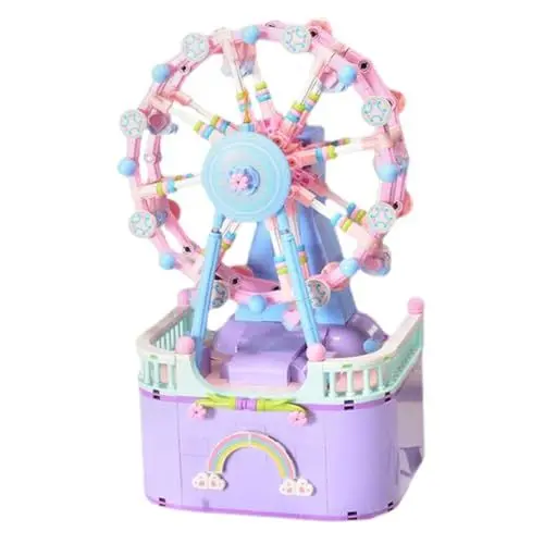 Produktbild: Zerodeko 1 Satz Kreative Spieluhr Riesenrad Bauspielzeug Riesenrad Baustein Denkaufgabe Puzzle 3D Puzzle Riesenrad Vergnügungspark Bausteine ​​Aus Kunststoff Zusammenbauen Violett