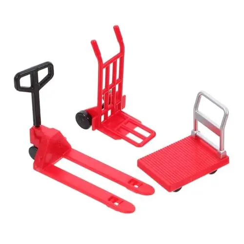 Produktbild: Zerodeko 1 Satz Puppenhaus-Modell Spielzeug Für Autotechnik Mini-BAU-umzugswerkzeuge Mini-plattformwagen-Spielzeug Miniatur-handwagen Cartoon-Kunststoff-Gabelstapler Rot Plastik