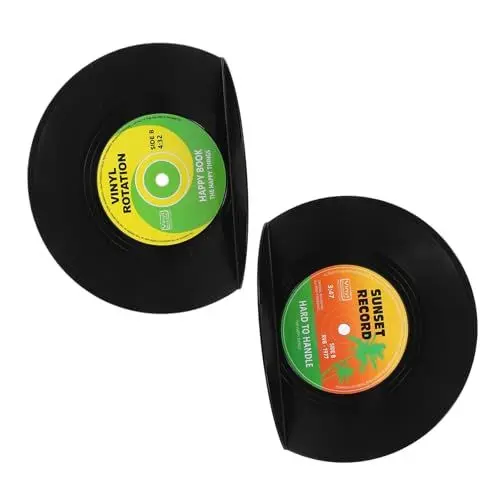 Produktbild: Zerodeko 1 Satz Rückseite des Vinyl-schallplattenbuchs Buchteiler Büro-buchstopper Bücherregalhalter Buchstützen Aus Vinyl-schallplatten Buchstützen Für Musikliebhaber Vinyl-Buchhalter Abs
