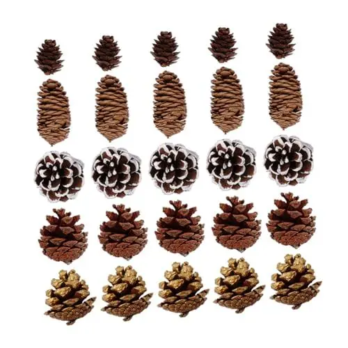 Produktbild: Zerodeko 25pcs Natürliche Tannenzapfen Groß Schneeflocken Weihnachten Für Decor Festliche Hause Dekoration