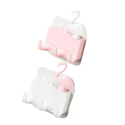 Produktbild: Zerodeko 2St Kaffeetasse aus Borosilikat Hochleistungs-Kleiderbügel Tierwandhaken kleiderständer Flamingo-Klebehaken Klebehaken für die Küche Kein Stanzen anschließen