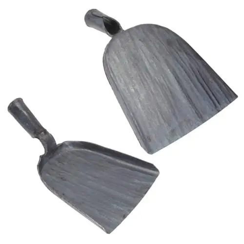 Produktbild: Zerodeko 2St Rußschaufel Kaminschaufel Gartenkelle BBQ-Grillasche Feuerlöschgeräte Kohleascheschaufel Handgefertigte Kohlenschaufel Outdoor- Schaufeln Kohlenstoffstahl Grey