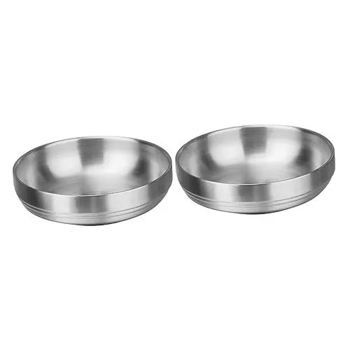 Produktbild: Zerodeko 2 Stücke Home Restaurant Edelstahl Gewürz Platte 11 5 Cm Durchmesser Untertasse Praktische Vorspeise Gericht Einfache Wartung