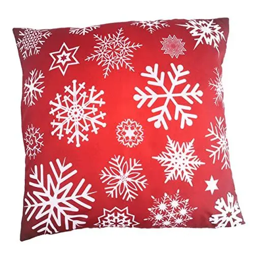 Produktbild: Zerodeko 2St Weihnachtskissen Kissen Schneeflocken-Kissenbezüge rote Kissenbezüge Quadratischer Sofakissenbezug Sofakissenbezüge Dekoration Schlafzimmer Bedroom Decor Weihnachtskissenbezug
