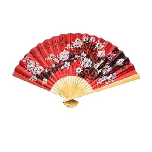 Produktbild: Zerodeko 2St faltbares Fächerdekor Silk' n die chinesen Wedding y dekoringe trauzeugengeschenke Faltbarer Blumenfächer Chinesischer Hochzeitsfan Faltbare hochzeitsfächer Faltfächer rot