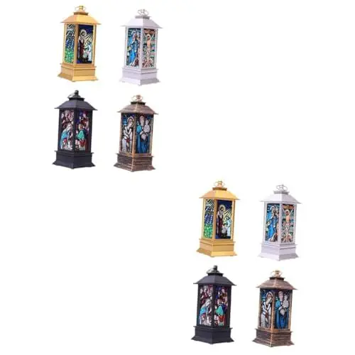 Produktbild: Zerodeko 2 Sätze Kleine Öllampenverzierung Bücherregal Dekoration Buchregal Dekoration Lanterns Tischlampe Weihnachtsbeleuchtung Dekorative Windlaterne Party-windlampe Plastik 4 Stück * 2