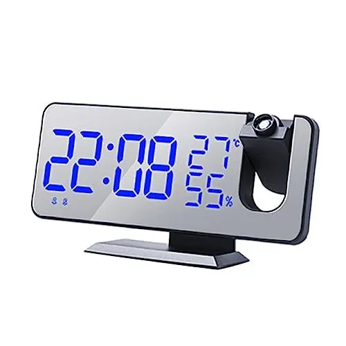 Produktbild: Zerodeko 2 Sätze LED-Projektionswecker WLAN-Thermometer Innenfeuchtigkeitsmesser Hygrometer Radio LED-Bildschirm Projektionsuhr Digitale wetterstation Großer Bildschirm Elektronische Uhr