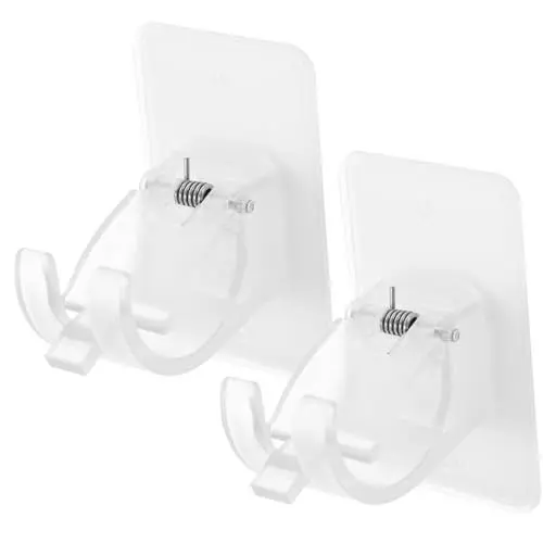 Produktbild: Zerodeko 2 Satz Haken zum Aufhängen der Duschvorhangstange Gardinenhaken Handtuchstange Gardinenstange Handtuchhalter Selbstklebender Haken Universal- hängender Clip Zubehör Klebehaken Abs