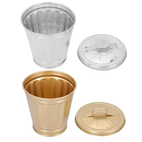 Produktbild: Zerodeko Tischmülleimer 2st Desktop- ülleimer Küche ülleimer Galvanisierter Metallpflanzer Tischplatten- Tabletop. Kleiner Sukkulententopf Aus Eisen Eisenblumenkorb Eisenblech Büro
