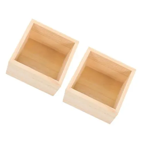 Produktbild: Zerodeko 2 Stück Unlackierte Holz Desktop Organizer Quadratische Aufbewahrungsbox Vielseitige Holzkiste für Bürobedarf Bastelmaterialien Stabiles Naturholz Elegantes Design Offene