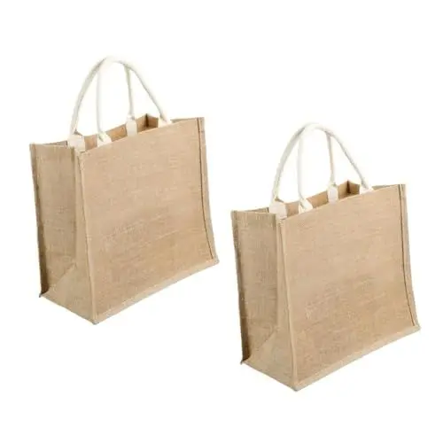 Produktbild: Zerodeko 2st Einkaufstasche Aus Leinen Jute-tasche Wiederverwendbare Geschenktüten Wiederverwendbare Tragetaschen Tragetasche Für Damen Wein Geschenktüte Leinen- Fräulein Jutetuch