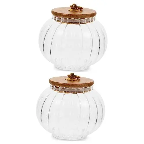 Produktbild: Zerodeko 2st Kürbis Glas Kürbis-bonbondeller Kürbis-bonbonglas Glasgefäße Mit Deckel Künstliches Gemüse Versiegeltes Glas Halloween-bonbonglas Nudelbehälter Aufbewahrungskiste Kaffee