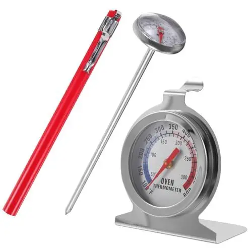 Produktbild: Zerodeko 2stücke Edelstahl Küchen-thermometer Mit Sonde Instant Read Messgerät Für Grill Und Backofen Hochtemperaturbeständig Und Leicht Abzulesen Für Bbq Tee Kaffee Und Mehr