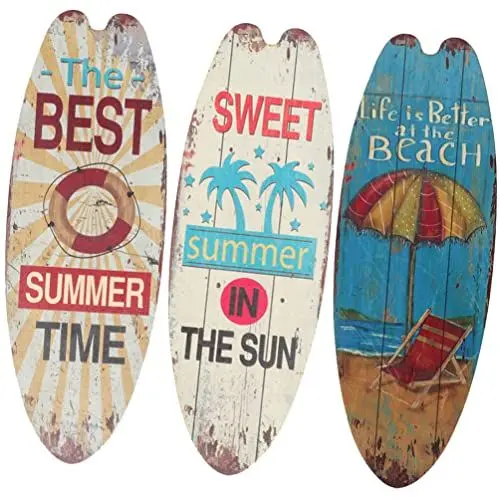 Produktbild: Zerodeko 3-Teiliges Surfbrett-Schild Holz Surfbrett-Schild Strand-Themen-Wandschild Dekoration Bar Zum Aufhängen Surfbrett-Schild Strand Wandbehang Deko-Schild