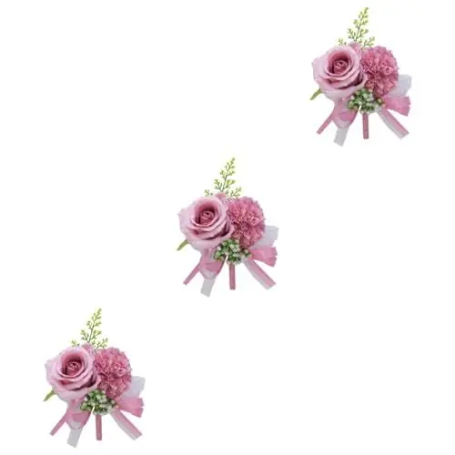 Produktbild: Zerodeko 3 Stk Hochzeit Handgelenkkorsage Prom Handgelenk Corsagen Broschen Rosenbrosche Ansteckblumen Braut Blumenbrosche Bräutigam Brustnadeln Kleidung Seidentuch Mutter