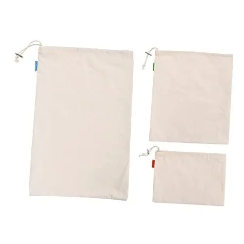 Produktbild: Zerodeko 3st Baumwolltasche Mit Strahlmund Schmuckbeutel Säcke Lebensmittelverpackung Großer Jutesack Lebensmittel Lebensmittel Backwaren 6a Baumwolle Strahlport Container