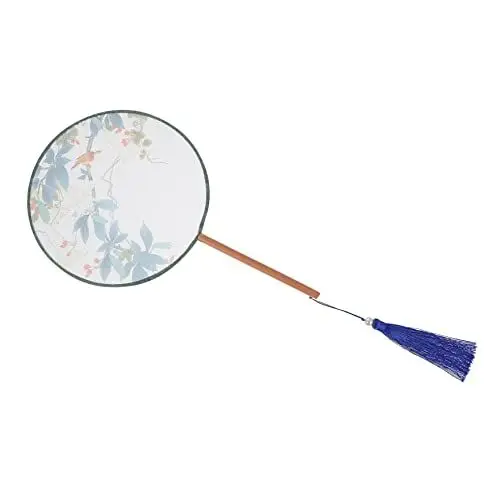 Produktbild: Zerodeko 4 Stück Durchscheinender Runder Fächer Hochzeitsfans Hochzeitsbraut-Fan Seidenstickerei-Fan Chinesische Tanzfans Mini Zimtstangen Damen Klassisch Lüfter Halten Die Seide