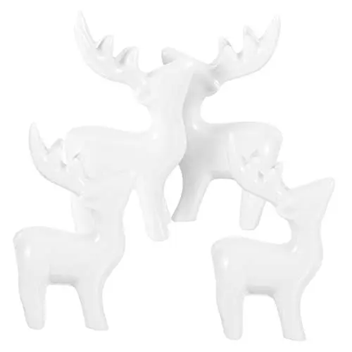 Produktbild: Zerodeko 4-teiliges Keramik-tierfiguren-Set Hirschstatue Für Die Heimdekoration Tischgeschenk