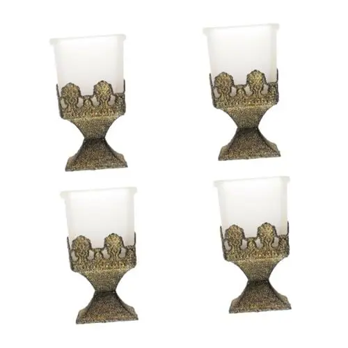 Produktbild: Zerodeko 4 Stück Schmiedeeisen Esstisch Kerzenhalter Tisch Weihnachtsdekoration Weihnachts Esstisch Dekoration Esszimmer Tischdekoration Spitzkerze Retro Kerzenhalter Glas