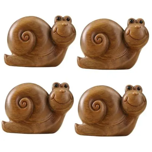 Produktbild: Zerodeko Schnecke Statue 4 Stück Schnecke Holzstatue Heim Haushaltsschneckenstatue Tier Ornament Holzschneckenstatue Schneckenfigur Schreibtisch Kleine Schnecke Schmuckstücke Statue Indoor