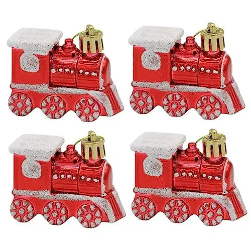 Produktbild: Zerodeko 4stücke Weihnachtsbaum Hängedekorationen Festliche Christbaumschmuck-Ornamente Für Innen Und Außendekoration Für Weihnachten Und Winterfeiern Rot