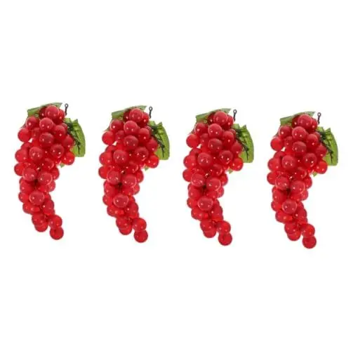 Produktbild: Zerodeko 4-teilige Schnur Lebensechte Traube Gefälschtes Traubenbündel Künstlich Simulationsfrucht Ananas-verzierung Falscher Baum Gefälschte Traube Lebensechtes Fruchtmodell Schaum Rot