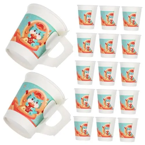 Produktbild: Zerodeko 50stücke Papier Becher Einweg-wasserbecher Kaffeebecher Einwegbecher Heißgetränkebecher Mit Griffen Pappbecher Für Zuhause Und Feiern