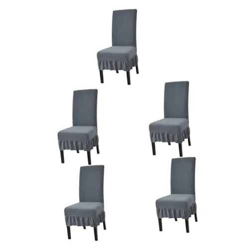 Produktbild: Zerodeko 5st Rockstuhlabdeckung Für Restaurants Schreibtischstuhl Mit Hoher Rückenlehne Stuhlhussen Zum Wohnen Schonbezüge Für Ohrensessel Klappstuhlbezüge Stuhlmantel Dark Grey Elasthan
