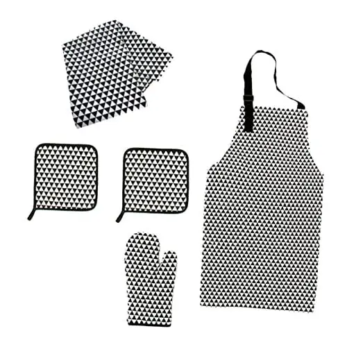 Produktbild: Zerodeko 5er-set Kochschürzen Aus Baumwoll-canvas – Dreiecksform – Hitzebeständig – Verstellbar – Küchenzubehör – Schwarz