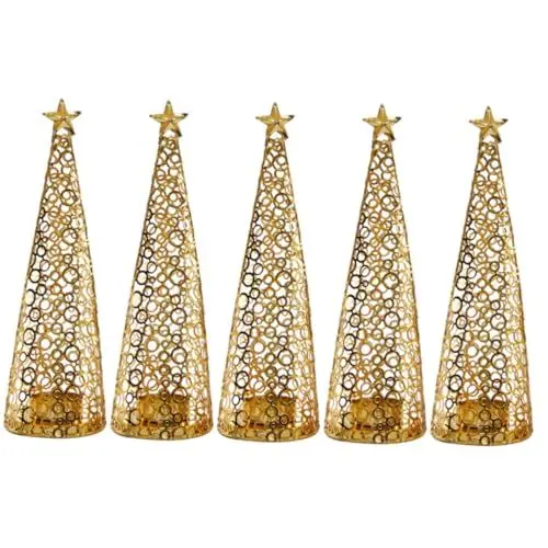 Produktbild: Zerodeko 5st Weihnachtskerzenhalter Tischkerzenhalter Retro- Tischdekorationen Weihnachtsschmuck Innen Tischplatte Weihnachtliche Tischdekoration Weihnachtsteelichthalter Eisen Golden