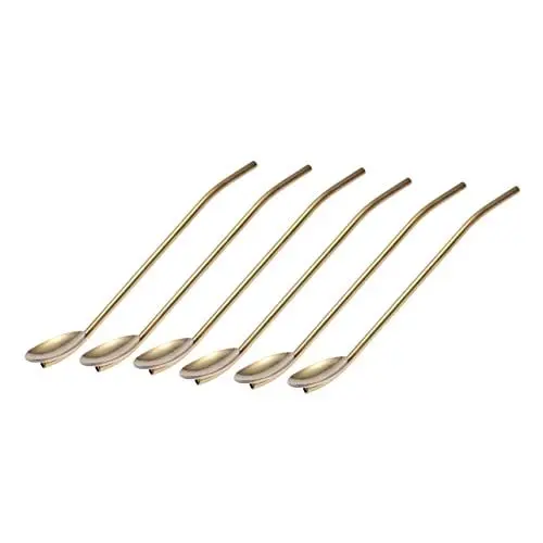 Produktbild: Zerodeko 6-teiliges Set mit Strohhalmlöffeln Aus Metall Wiederverwendbare Trinklöffel Aus Edelstahl Löffelgriff für Cocktails