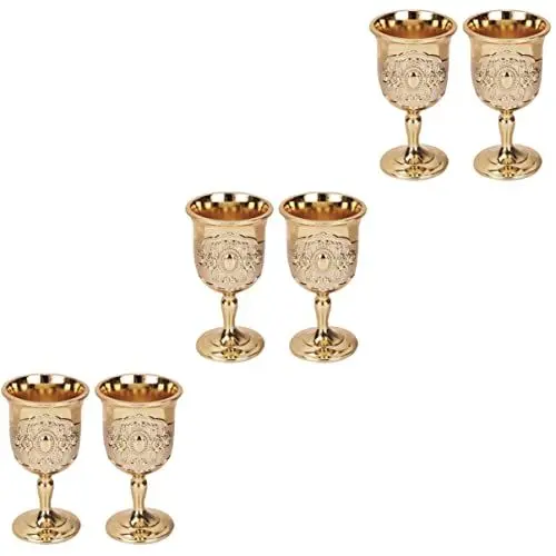 Produktbild: Zerodeko 6 Stück Geprägte Dessert-Gothik-Ornamente für Kaffeetassen Bar Bier Muster Europäischer Schnaps Zarter Trinkkupferkelch Elegant Exquisiter Funkelnder Whisky Mittelalterliches